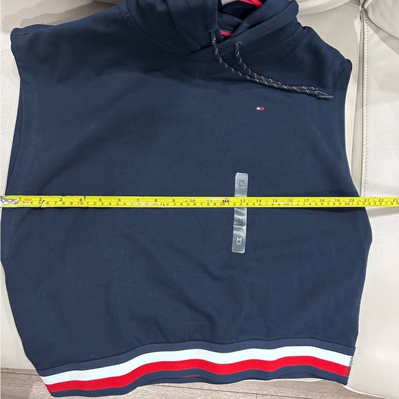 TOMMY HILFIGER • Women’s Sleeveless Blue Hoodie • sz Med - Picture 6 of 6